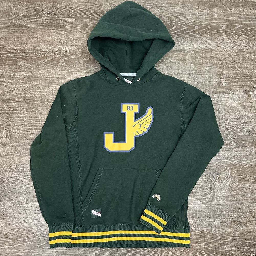 Tracksmith x J. Crew Trackhouse Green Sweatshirt Hoodie Mens Small Flaw Read